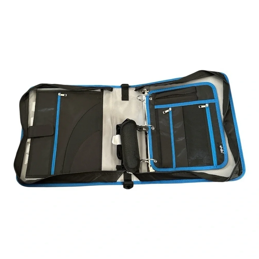 ViVin Blue Zipper Binder 2” Ring w/ Strap & Handle – 450 Sheet Capacity
